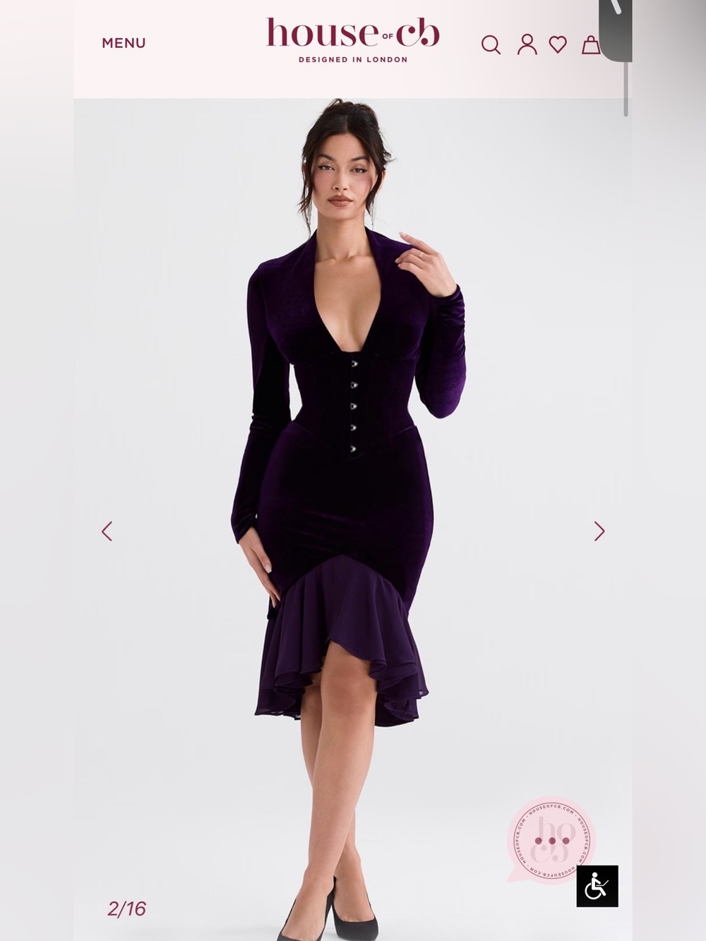 House of CB  Velvet High-Low Midi Dress NWT XS